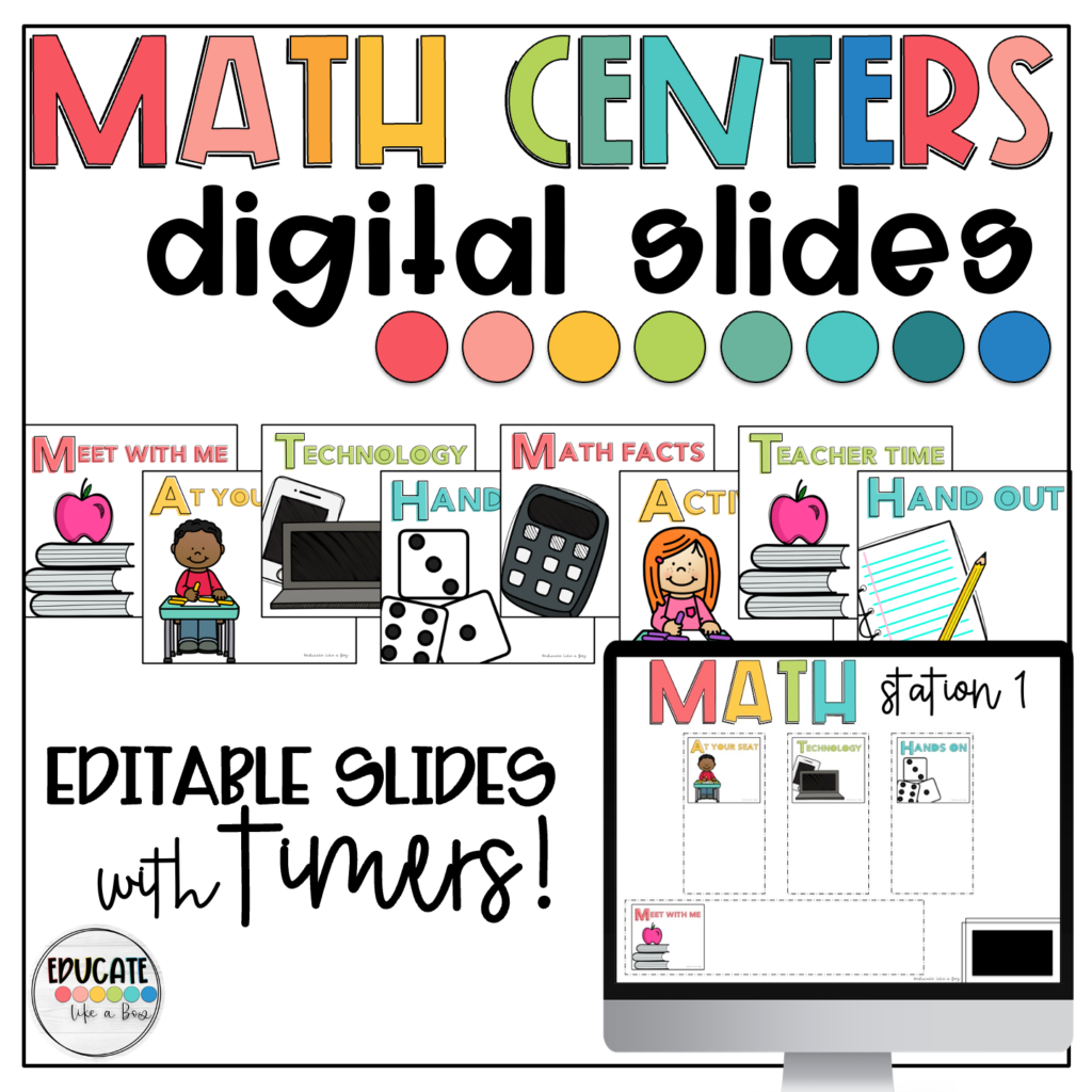 math center digital rotation board slides