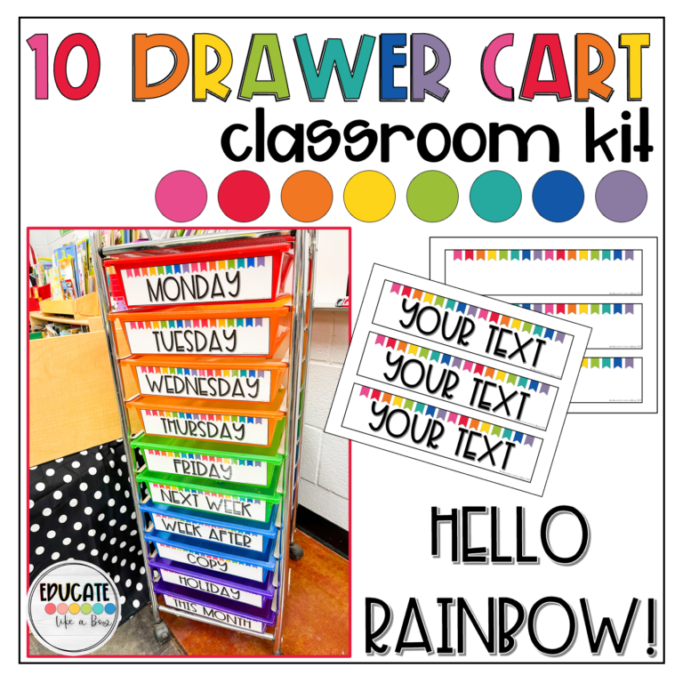 rainbow 10 drawer cart labels