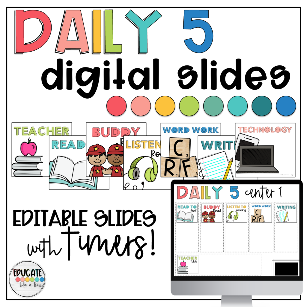 daily five digital slides - center rotation digital slides for the classroom