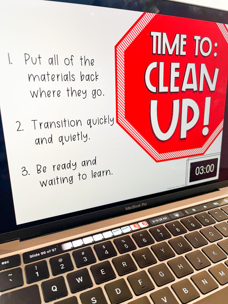 learning centers in the classroom examples- clean up slide