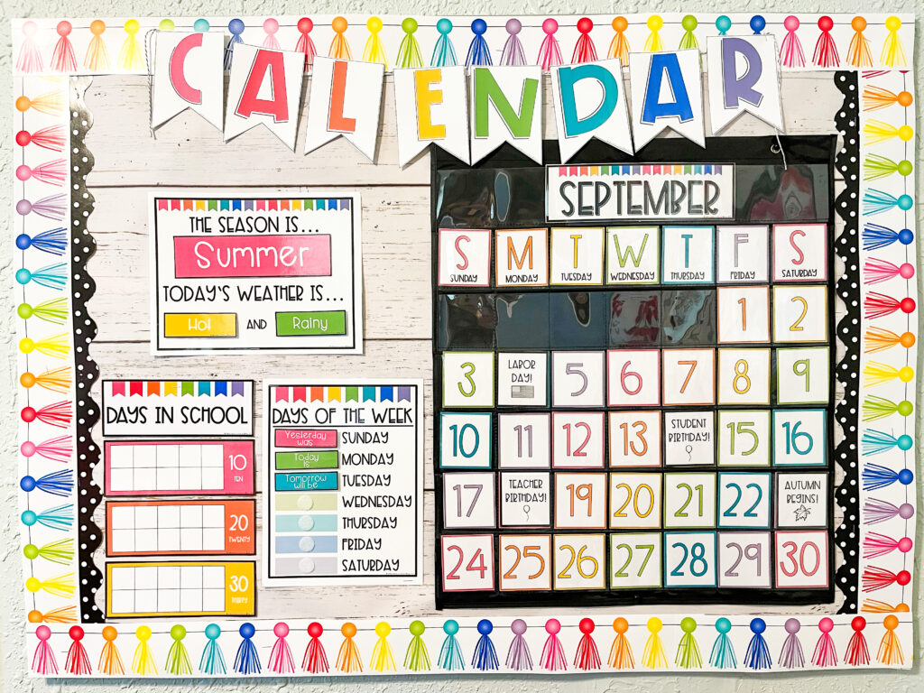 calendar area of classroom setup