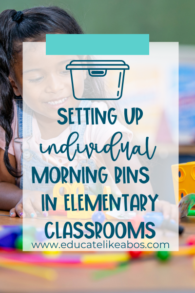 PIN setting up individual morning bins in elementary classrooms